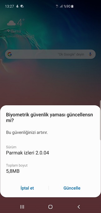 Galaxy S10 Plus parmak izi