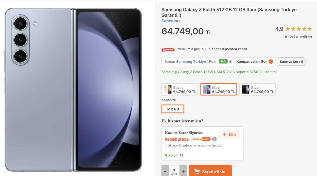 Galaxy Z Fold 5 Fiyat
