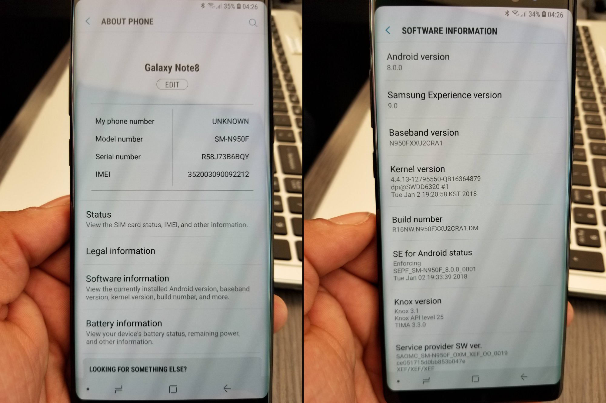 Galaxy Note 8 Android 8.0 Oreo