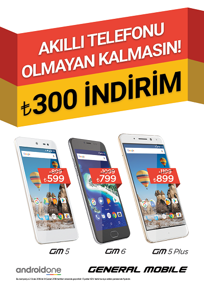 General Mobile 300 TL indirim