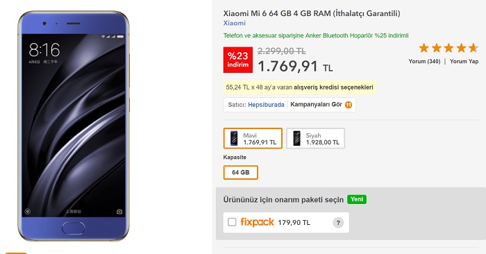 Xiaomi Mi 6 4GB RAM