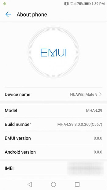 Huawei Mate 9 Android Oreo