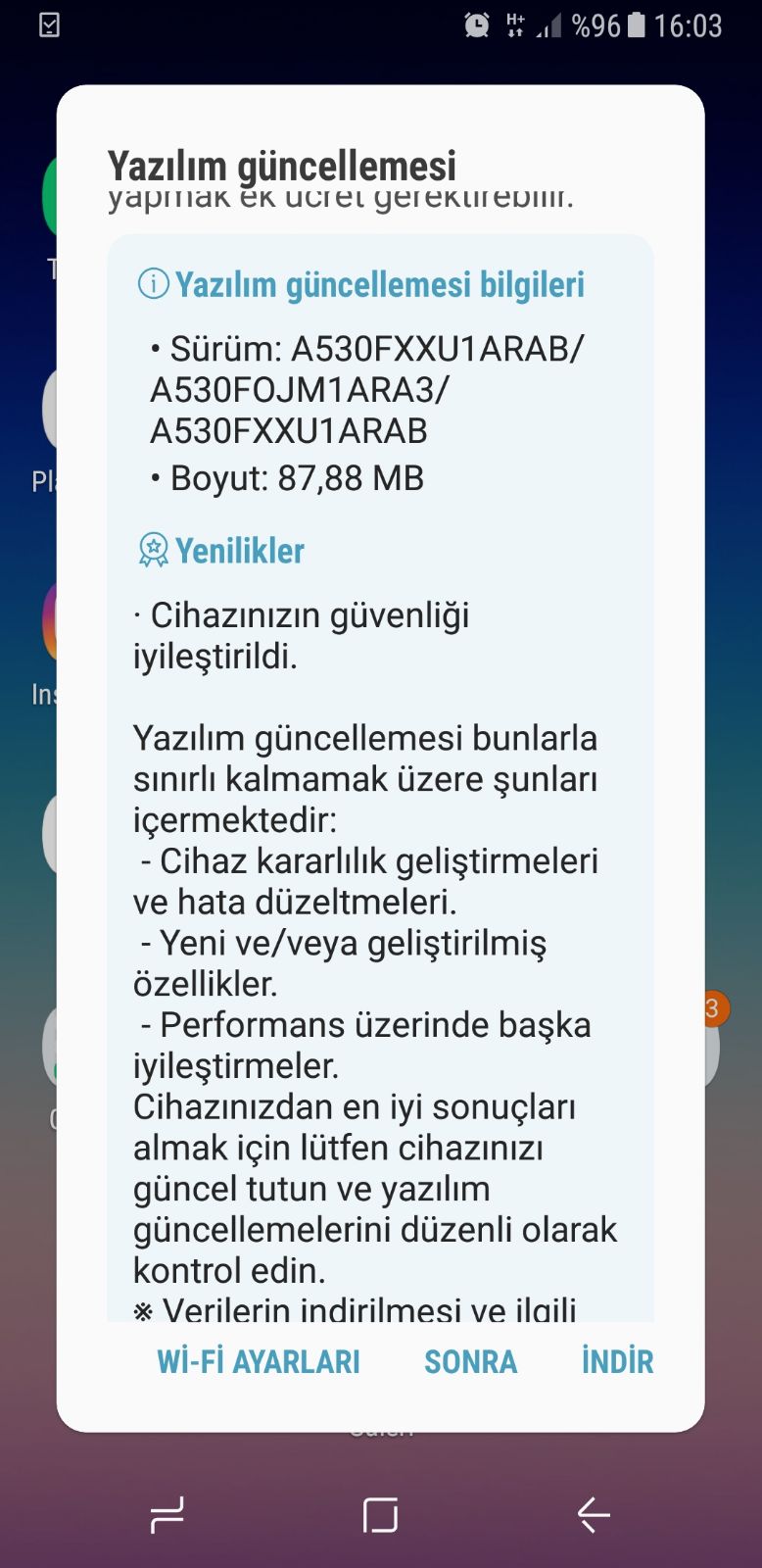 Galaxy A8 2018 Güncelleme