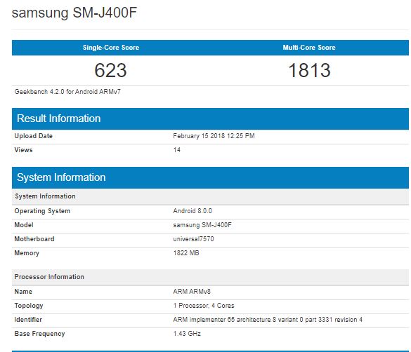 Samsung Galaxy J4 2018 Benchmark