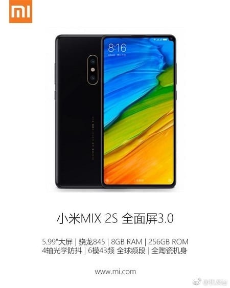 Xiaomi Mi Mix 2S resmi görüntüsü