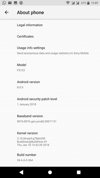 Sony Android Oreo