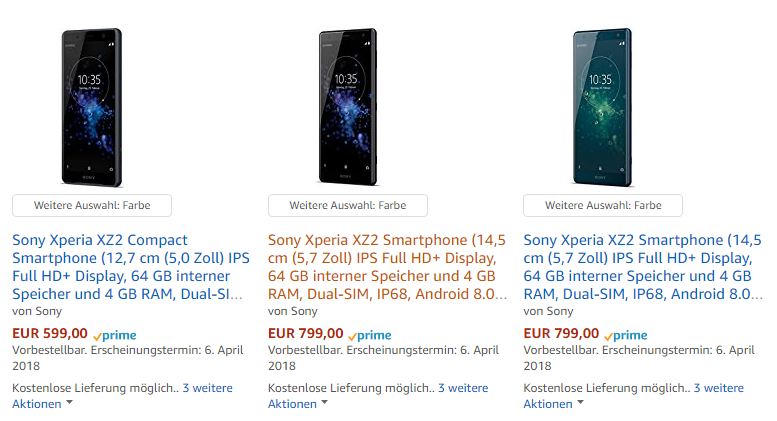 Sony Xperia XZ2 ve XZ2 Compact