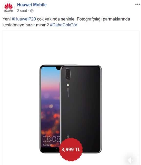 Huawei P20 Türkiye fiyatı