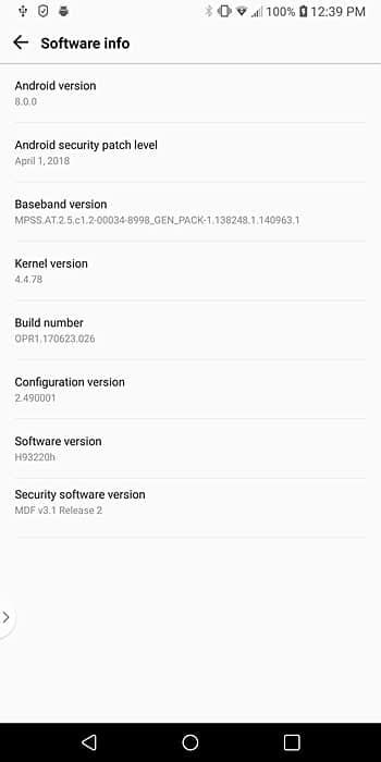 LG V30 Android Oreo