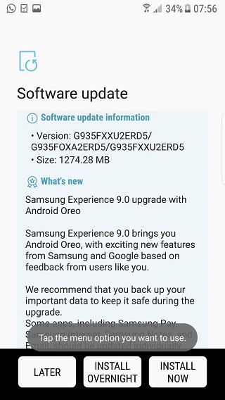 Galaxy S7 ve S7 edge için Android Oreo