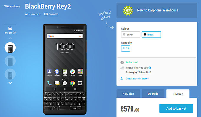 BlackBerry Key2 ön sipariş