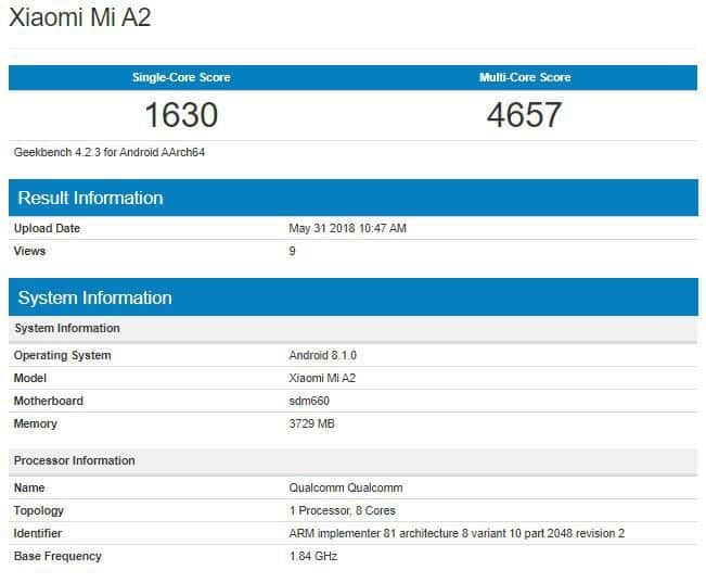 Xiaomi Mi A2 benchmark