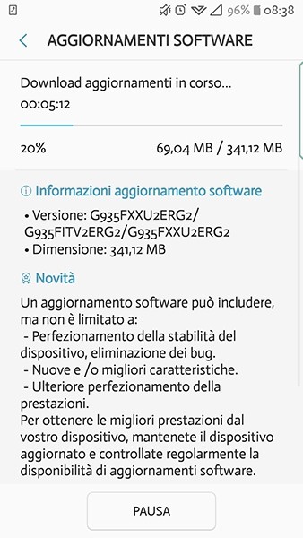 Galaxy S7 edge için yeni bir güncelleme