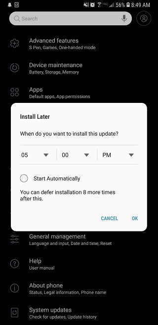Samsung güncellemeleri