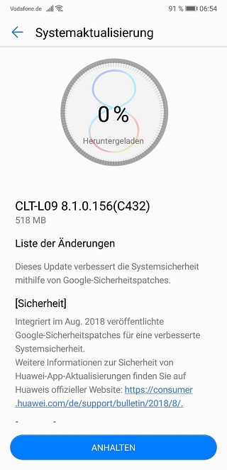 Huawei P20 Pro güncelleme