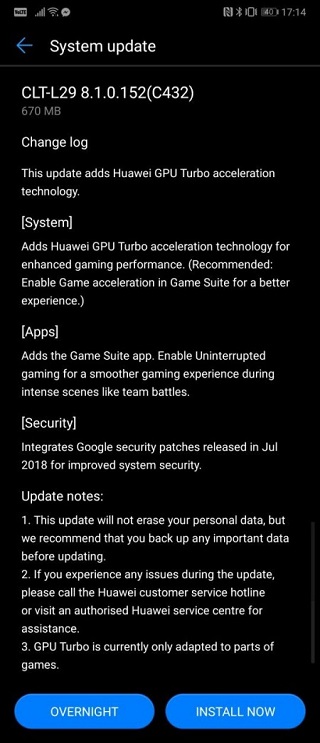 Huawei P20 Pro GPU Turbo