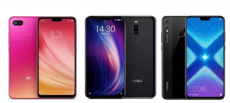 Meizu X8-Honor 8X-Xiaomi Mi 8 Lite