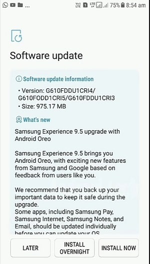 Galaxy J7 Prime Android Oreo