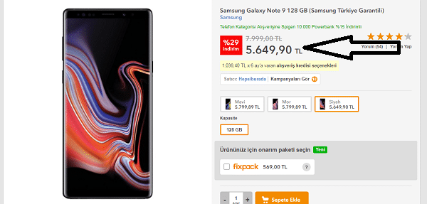 Galaxy Note 9 indirim