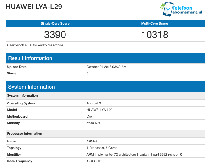 Huawei Mate 20 benchmark