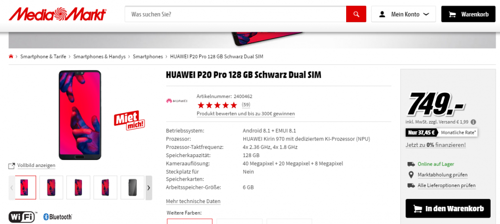 Huawei P20 Pro fiyat
