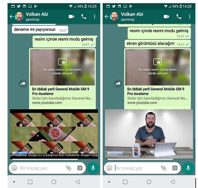 WhatsApp resim içinde resim modu
