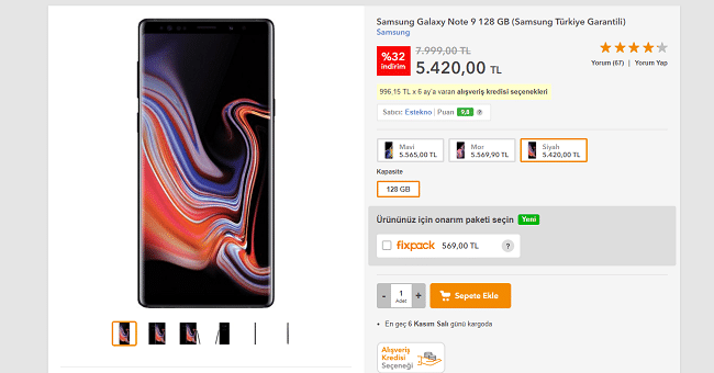 Galaxy Note 9 indirim