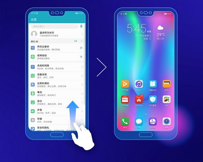 Honor 10 tam ekran hareketleri