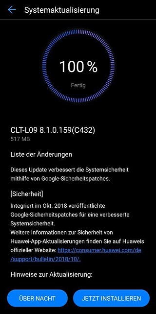Huawei P20 Pro ekim güncellemesi