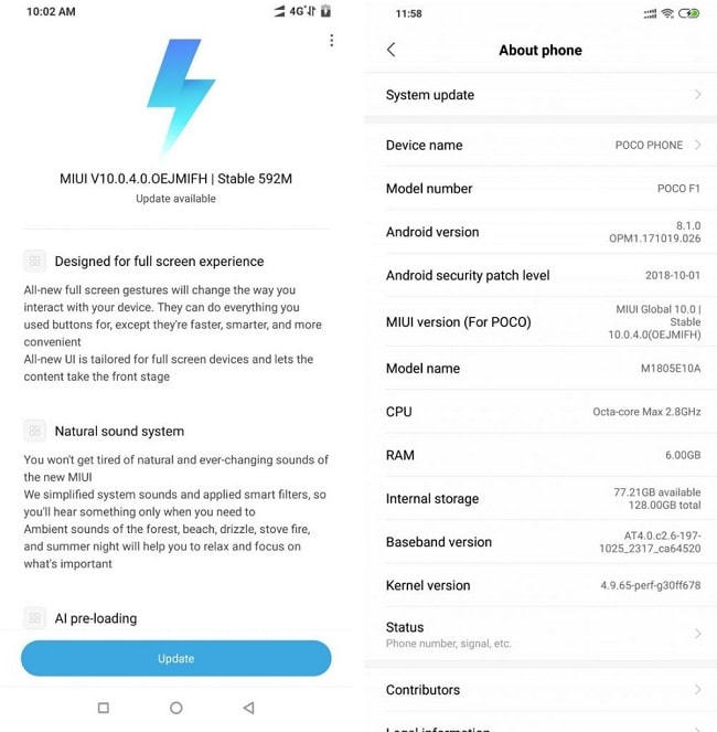 Pocophone F1 MIUI 10