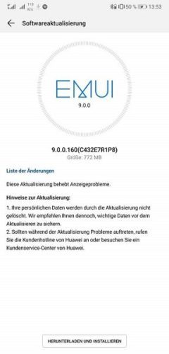 Huawei P20 güncelleme