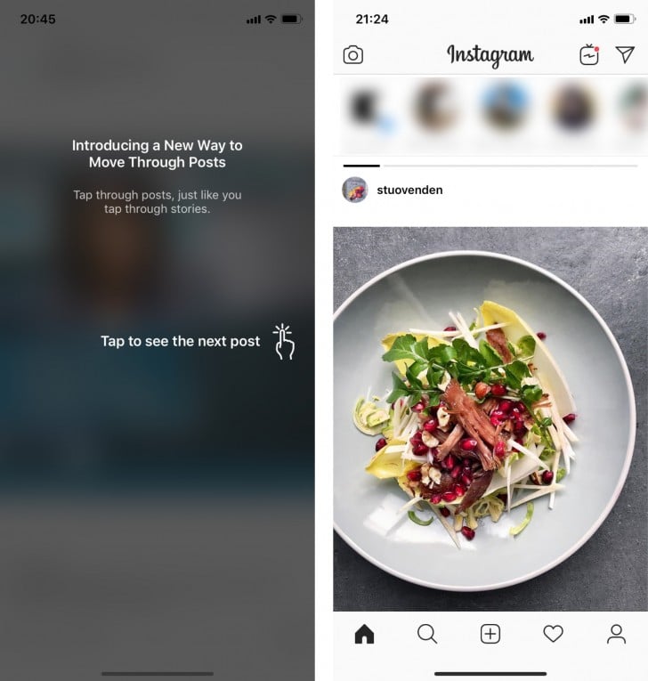 Instagram arayüzü