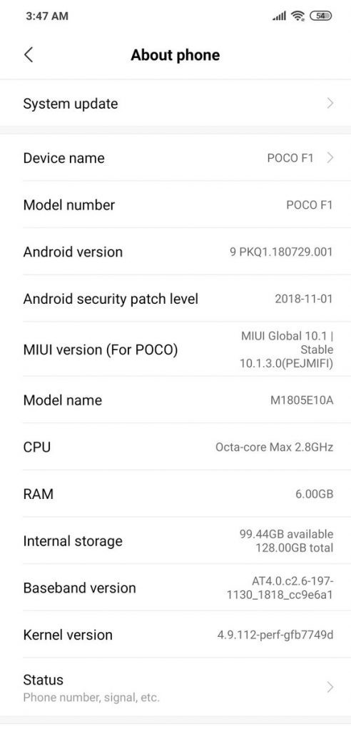 Pocophone F1 Android Pie