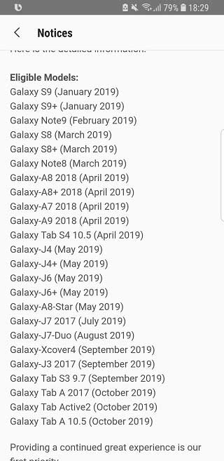 Samsung Android 9 Pie