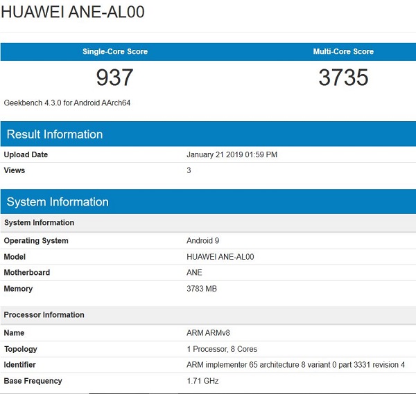 Huawei P20 Lite Android 9 pie