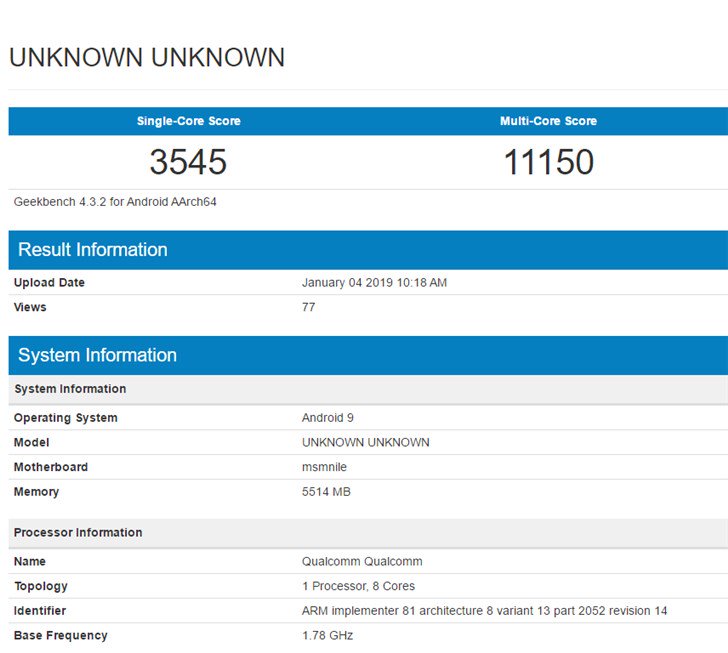 Qualcomm Snapdragon 855 benchmark