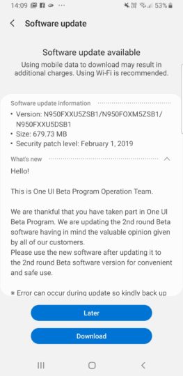 Galaxy Note 8 Android 9 Pie