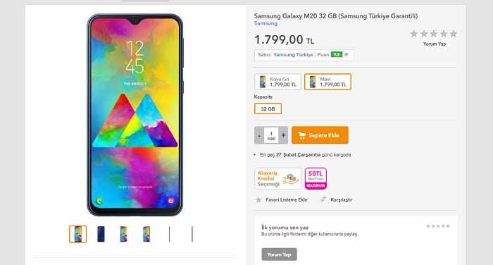 Samsung Galaxy M20 Türkiye