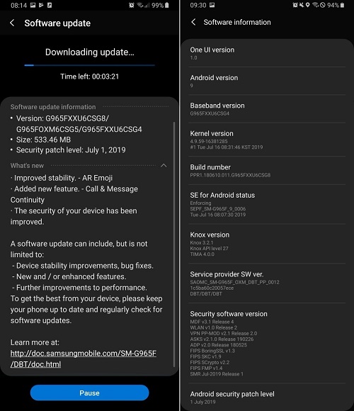 Galaxy S9 Plus ve Galaxy S9 için temmuz güncellemesi yayınlandı