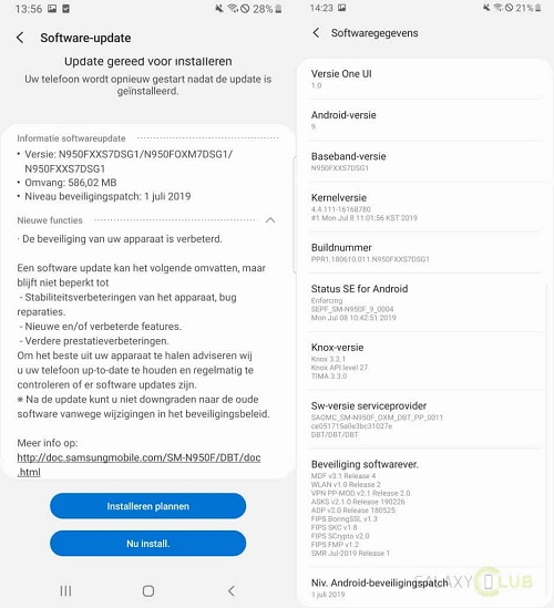 Galaxy Note 8 güncelleme