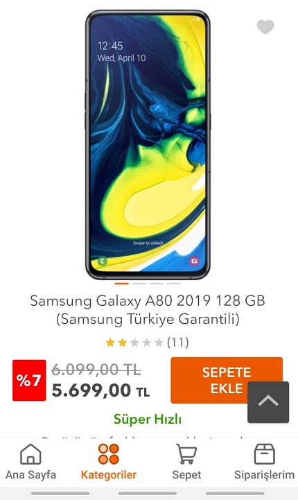 Samsung Galaxy A80 indirim