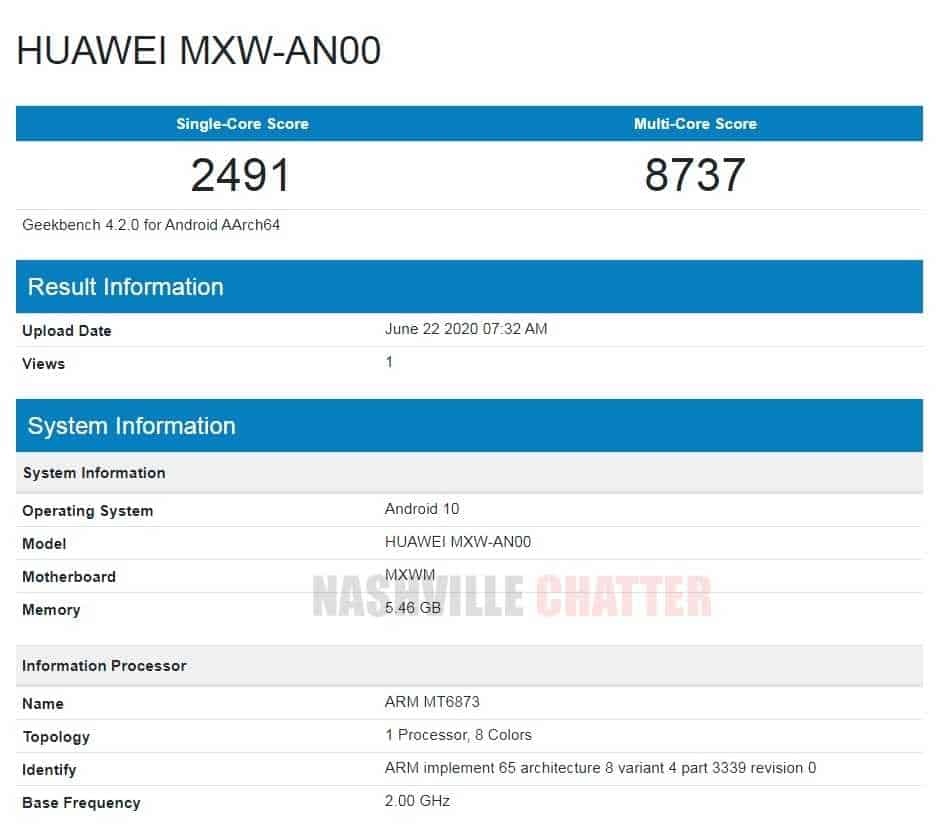 Honor 30 Lite'ın GeekBench testi