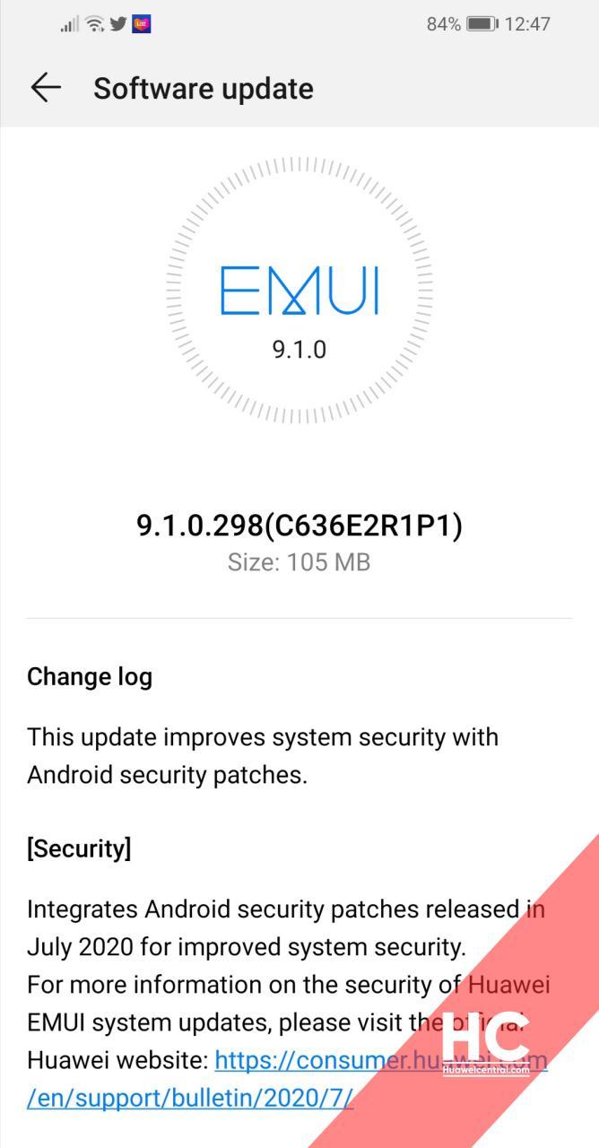 EMUI 9.0.1 güvenlik güncellemesi
