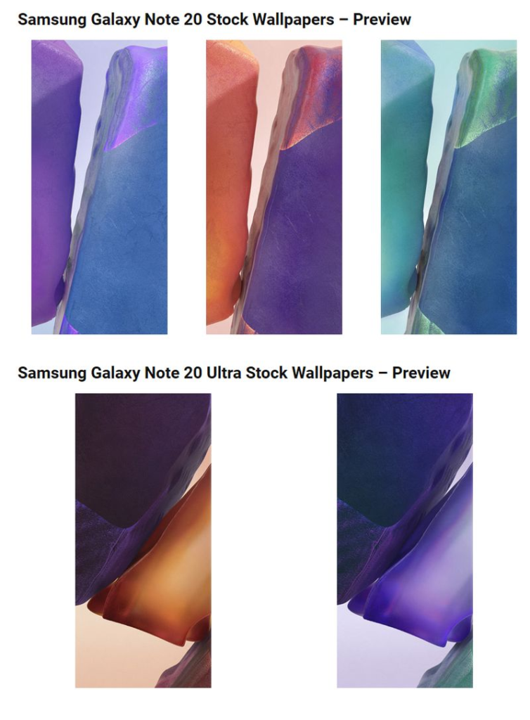 Galaxy Note 20, Tab S7 Plus ve Z Fold 2 duvar kağıtları artık
