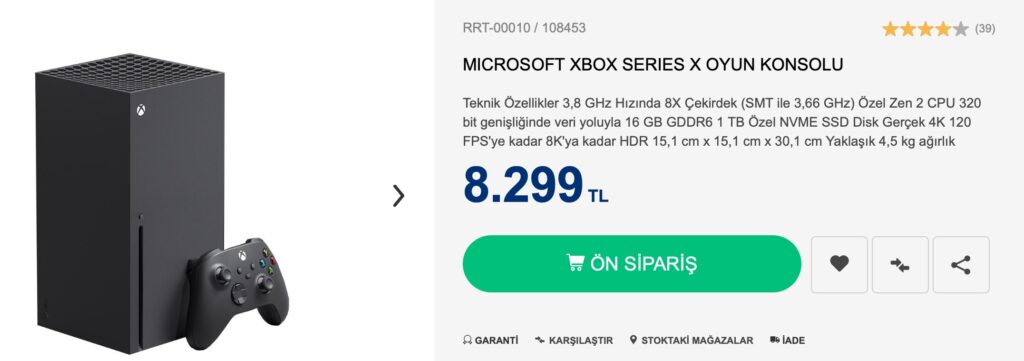 Xbox Series X Türkiye fiyatı