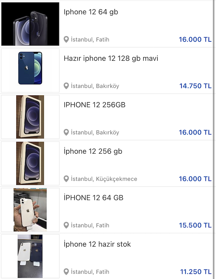 iPhone 12 Türkiye karaborsa