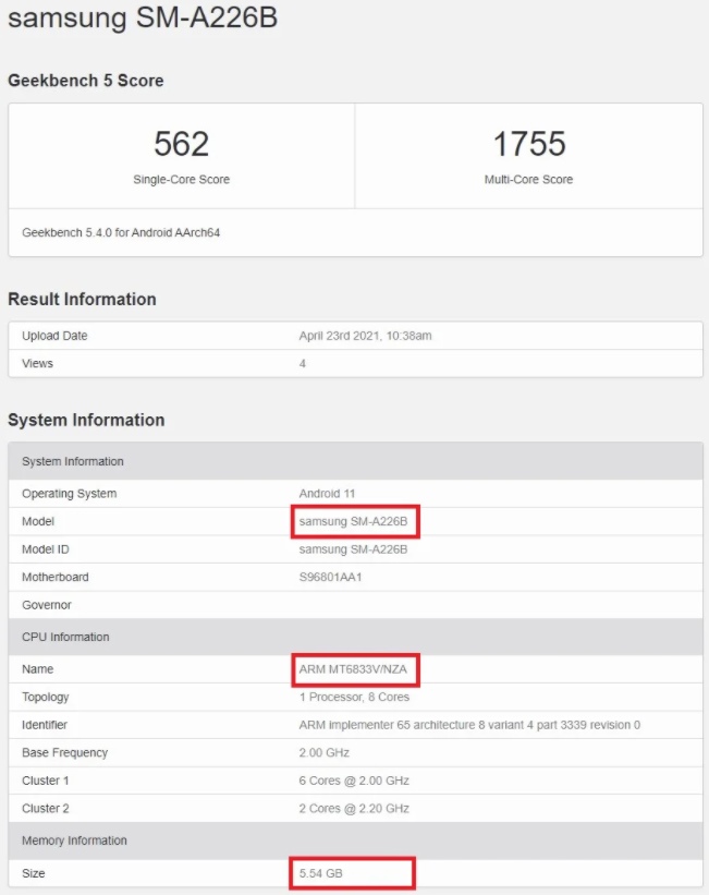 Samsung Galaxy A22 5G