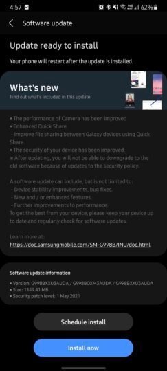 Galaxy S21 Güncelleme