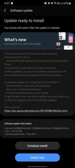 Galaxy S21 Güncelleme