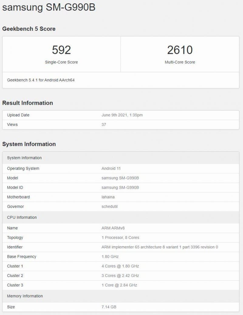 Galaxy S21 FE Geekbench